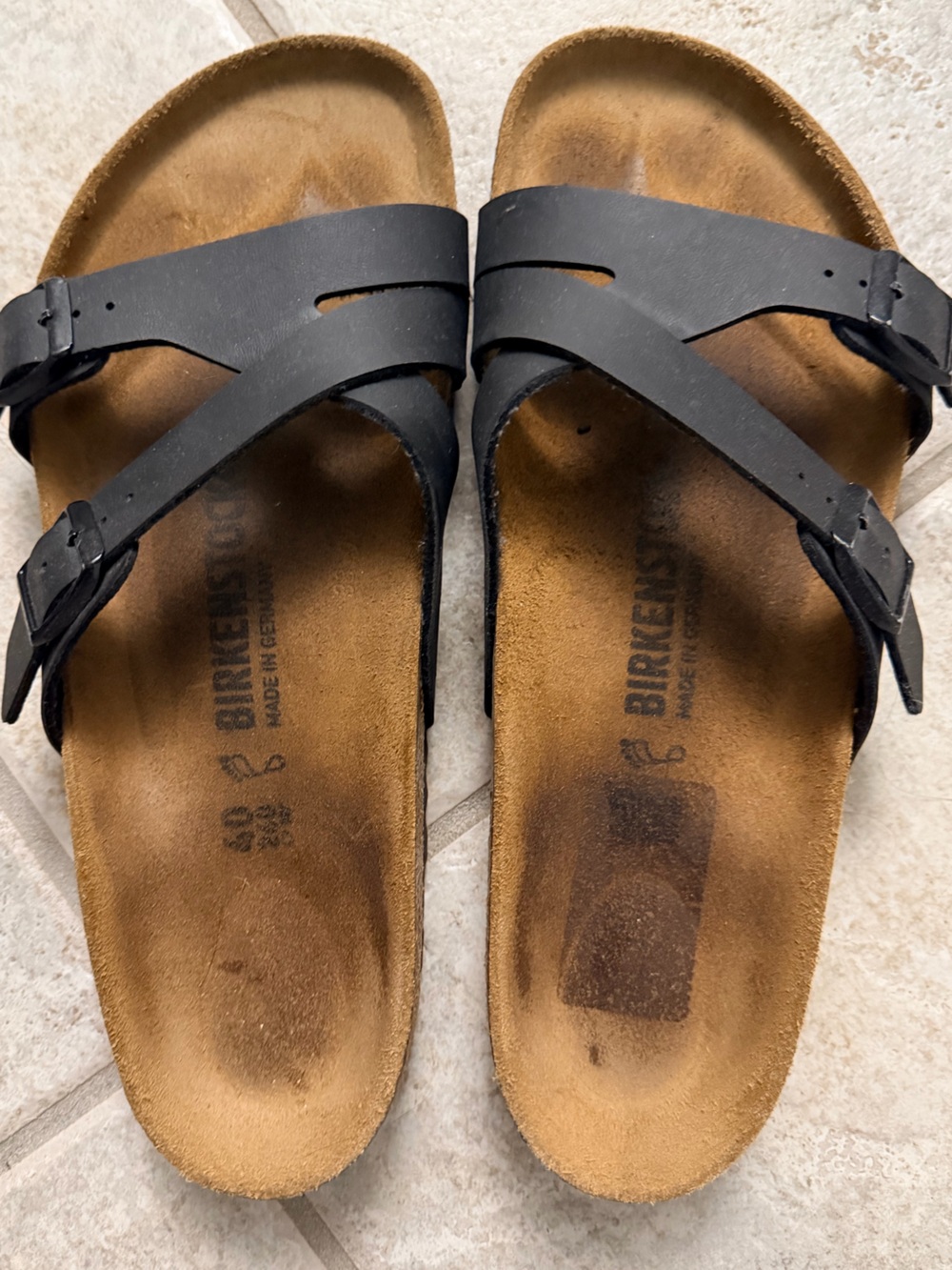 Birkenstock Black Two-Strap Slide Sandals